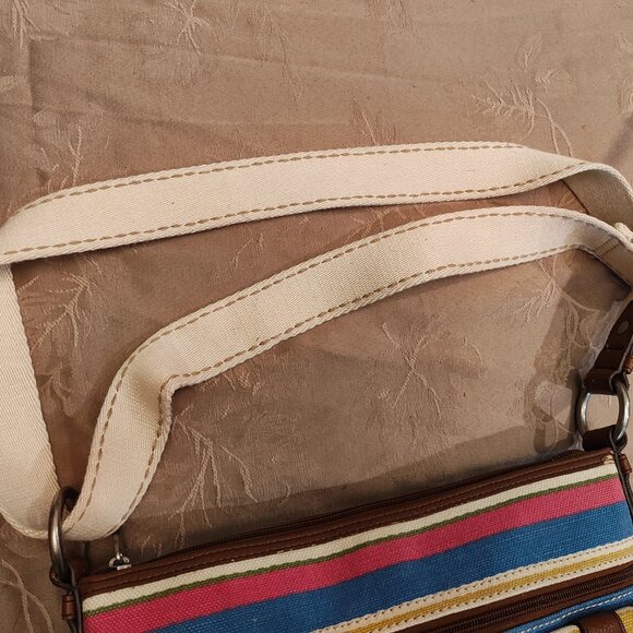 Fossil Multicolor Striped Canvas Crossbody Purse, Excellent Used Condition! - Picture 6 of 13